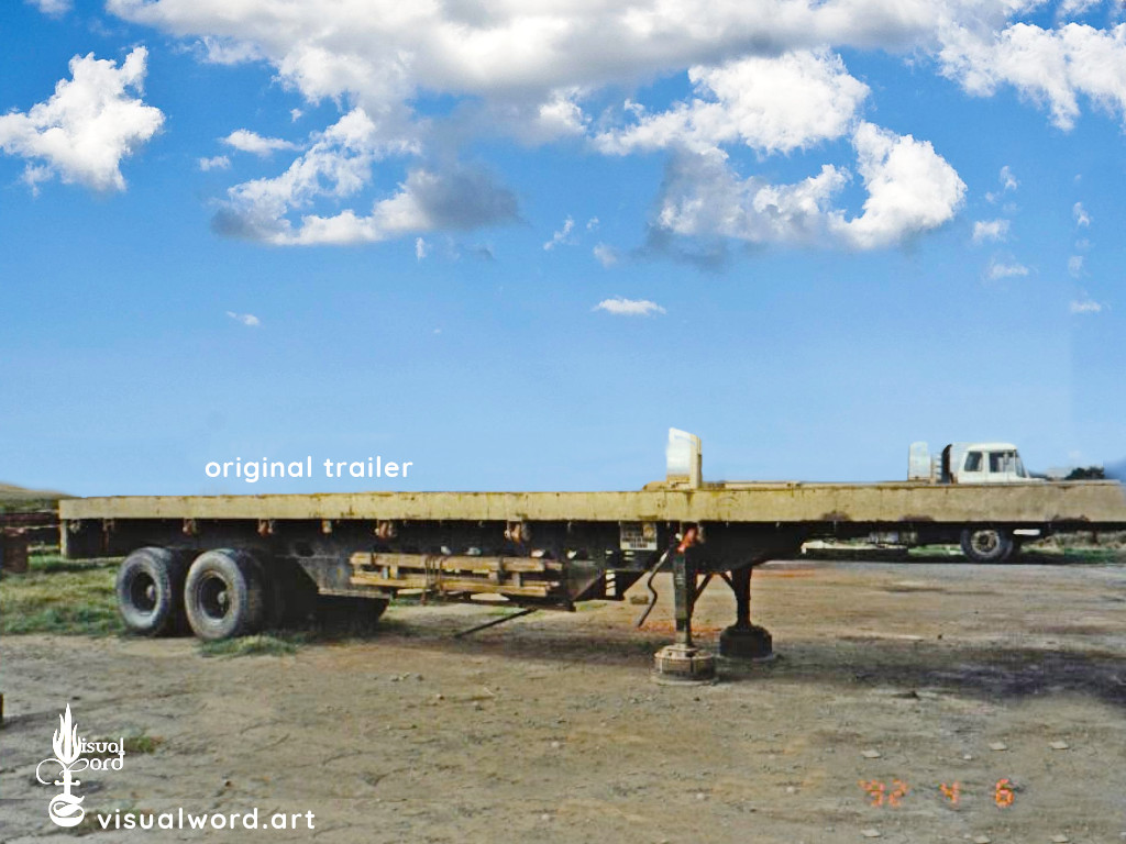 The actual 22-ton flatbed trailer: 2 weeks after the accident.